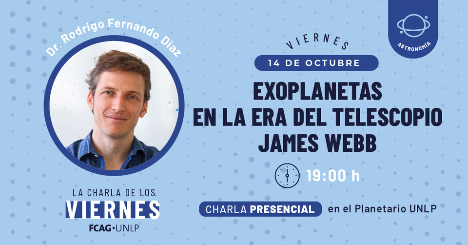 La imagen es la descripción de la charla de los viernes, con el horario y tema a exponer
